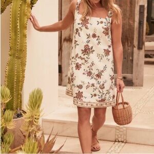 Tuckernuck Cream Floral Tie-Shoulder Mini Dress